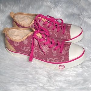 Ugg Canvas and Leather Logo Sneakers